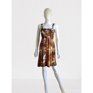 Eros Women's Brown Peacock Knee-Length Fit & Flare Sun Dress, Size: S/M, New